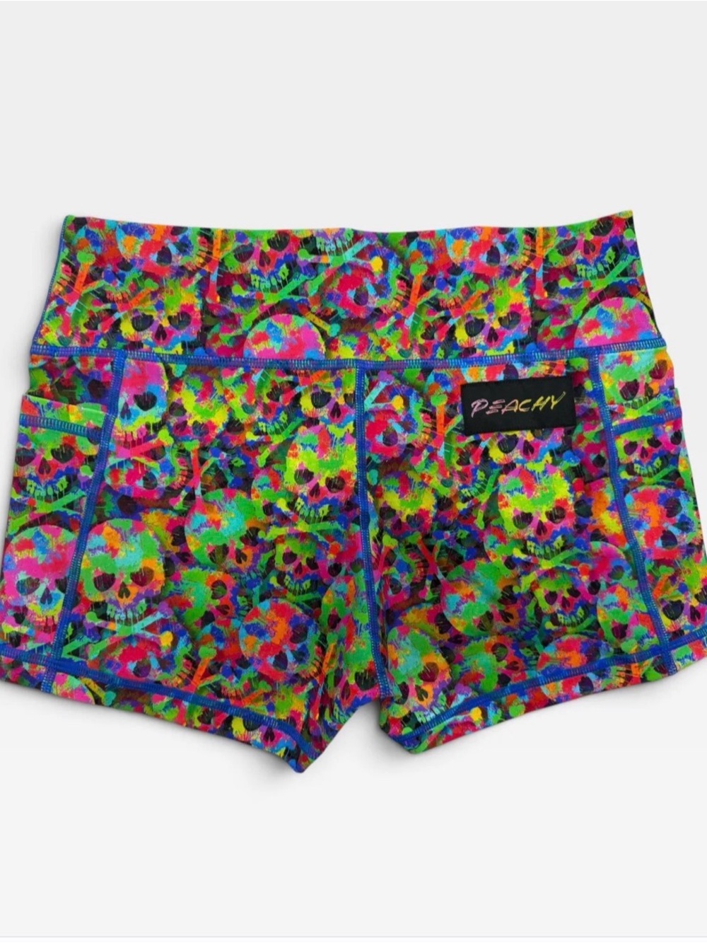 Peachy Athletic Paintball Skulls Squat-Proof gym shorts POCKETS